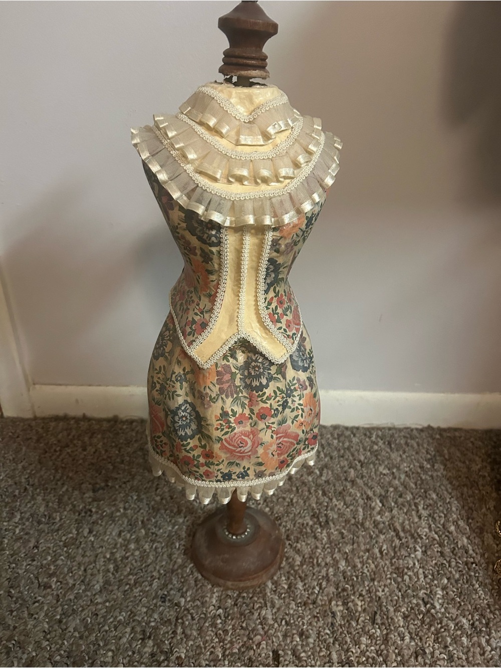 Decorative Cream and Floral Dress Form Mannequin great for jewelry